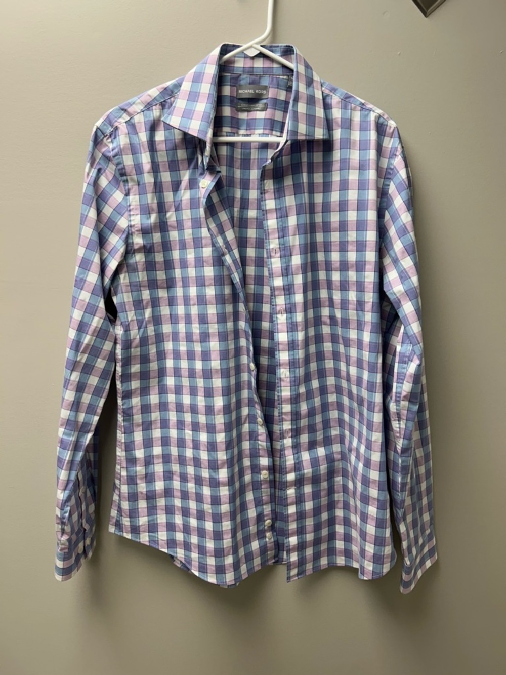 Michael Kors Men’s Blue & Purple Plaid Dress Shirt - Picture 1 of 4